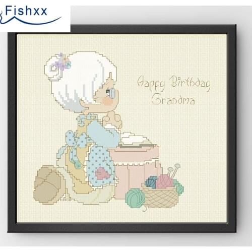 Fishxx Cross Stitch Kits H076 Knitters paintings on needlework lovely Sets embroidery 100% Egyptian cotton diy Homeware thread
