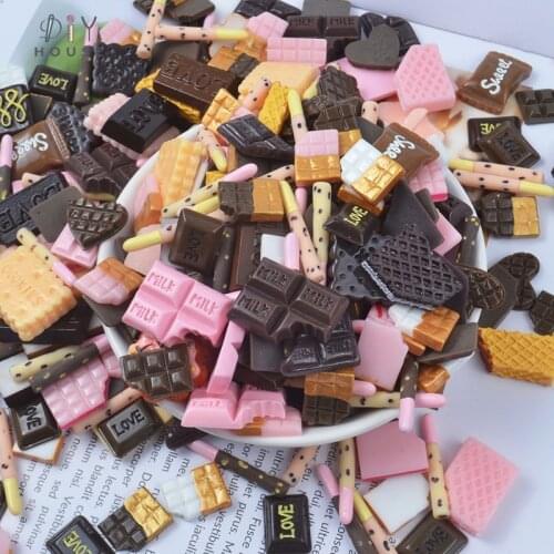10-40Pcs Simulation Chocolate Cookie Flat Back Planar Resin DIY Craft Supplies Phone Shell Decor Patch Ornament Kid Gift Toys