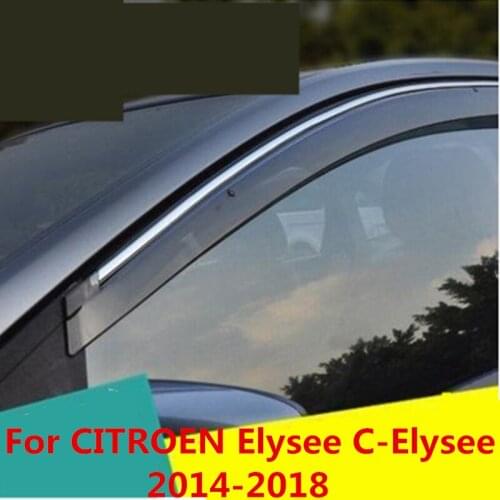 Chrome Car Window Sun Vent Visor Rain Guards Sun/ rain Shield Exterior decoration For CITROEN Elysee C-Elysee 2014-2018