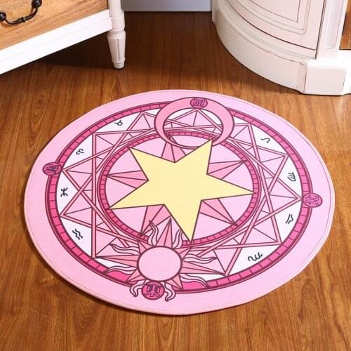 60-100CM Round Kids Bedroom Carpet Cartoon Pink Sakura Magic Circle Children Play Rugs Computer Chair Hanging Basket Puzzle Mats