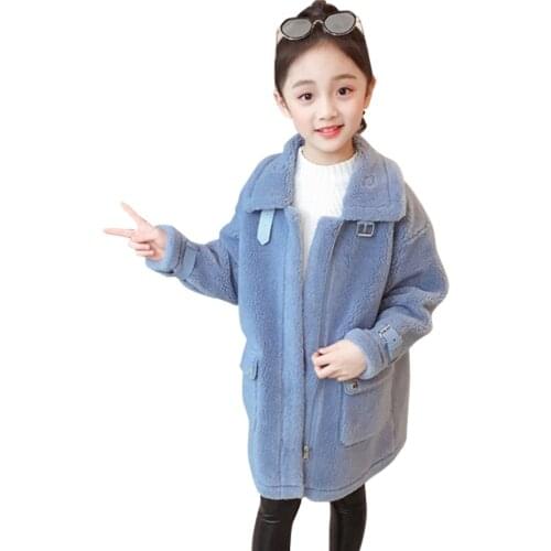 Girls Long Jacket Outerwear Solid Color Girl Coats Kids Casual Style Girls Jackets Autumn Winter Kids Clothing 6 8 10 12 14