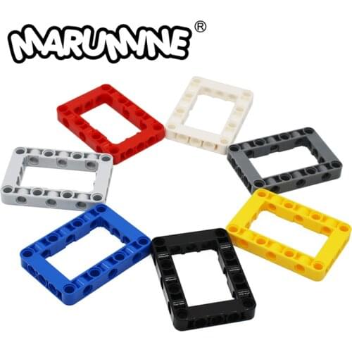 5PCS MOC Technic Square Huller Hole Building Blocks Bricks Parts Frame 5x7 Technic Beam Open Center Thick 64179 Particles