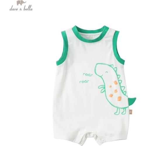 DBX17713 dave bella summer new born baby boys fashion cartoon letter jumpsuits infant toddler clothes children romper 1 piece