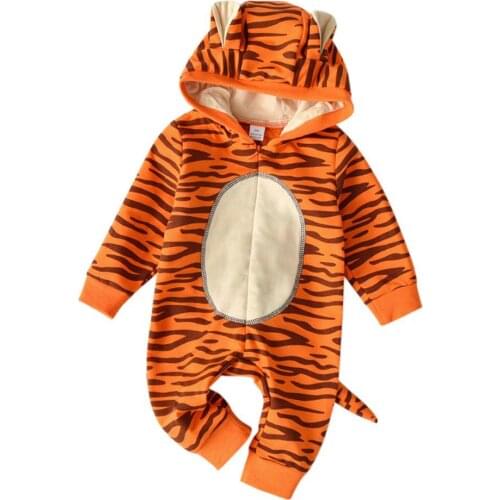 Cute Fashion Coat Newborn Baby Baby Girl Boy Cartoon Cute Tiger Hooded Jumpsuit Suit Baby Clothing Brand Baby Clothing