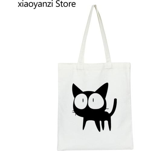 Fashion High Capacity Canvas Shoulder Bag Funny Harajuku 3D Cat Print Eco Reusable Large Tote Shopper Bags Handbag Wholesale