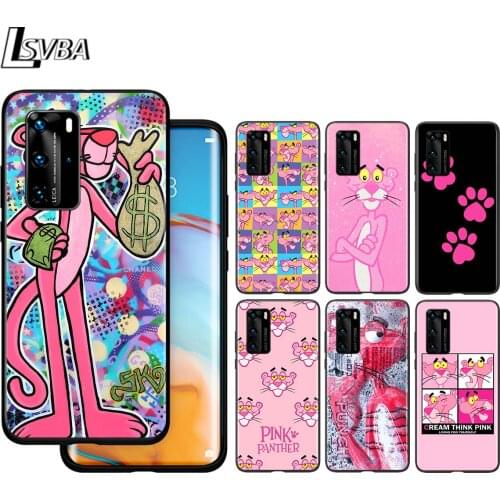 Pink Panther For Huawei P40 P30 P20 P10 Pro Lite E Plus 4G 5G P9 P8 Lite P Smart Z S Plus Soft Black Phone Case