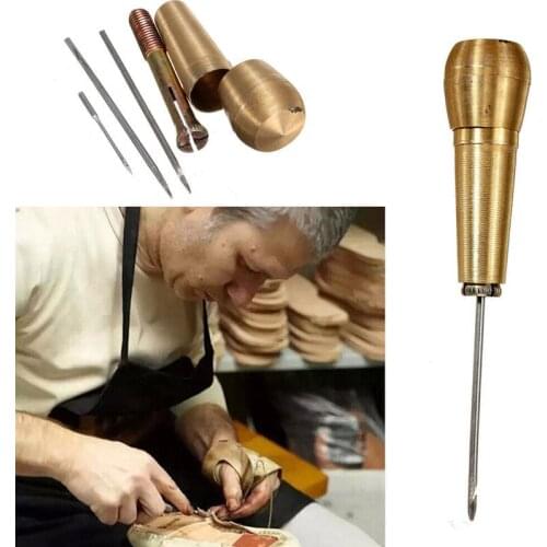 1Sets Sewing Shoe Repair Tool Awl Leather Craft Kit Tools with 3 Needles Sewing Repair Tools Supplies Kit Professional Hot D16