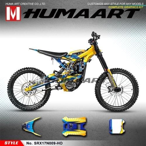 HUMAART Personalised Stickers Custom Decal Graphic Kit Wrap for Sur-Ron Light Bee X/S Bike, Yellow Blue