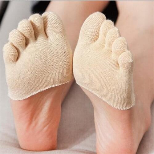 Five-finger Socks Women Socks Invisible Female Summer Cotton High-heeled Short Half Palm Shallow Port On-slip Open Toe Socks