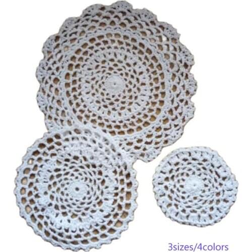NEW Round lace cotton table place mat pad Cloth crochet placemat cup mug glass tea coffee coaster dining Christmas doily kitchen