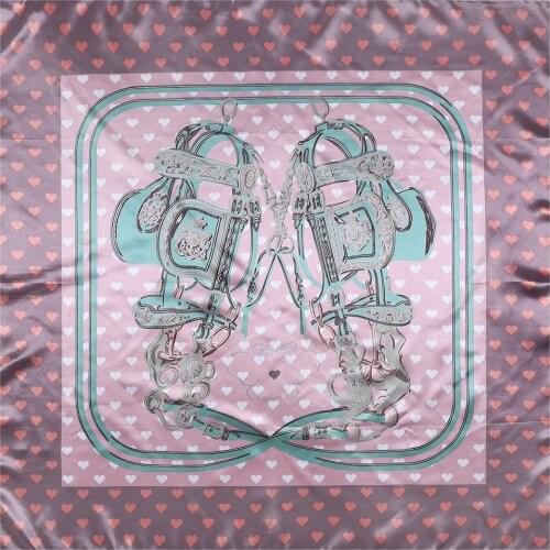 New love chain saddleWomen Bandana Silk Scarf Lady Hair Band Large Head Hijab Wraps Shawl Female Summer Scarves Neckerchief 2021