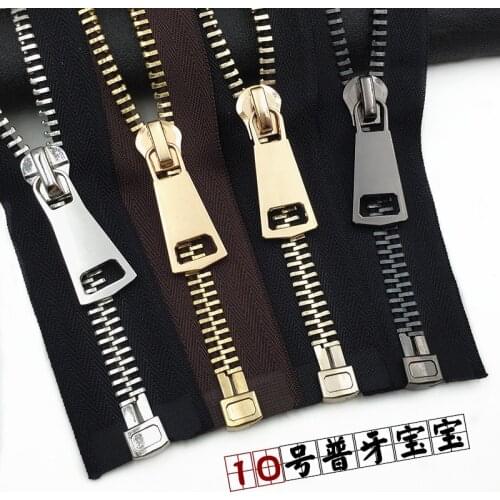 Extra large #10 metal zipper copper zipper for clothes male jacket overcoat leather clothing ultra wide zipper 60cm 70cm 2pcs