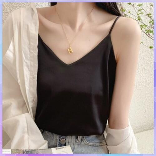 Solid Silk Women Thin Solid Camis Vest Womens Tank Tops Female Sexy Sleeveless Strap Basic Summer Plus Size Backless Camisole