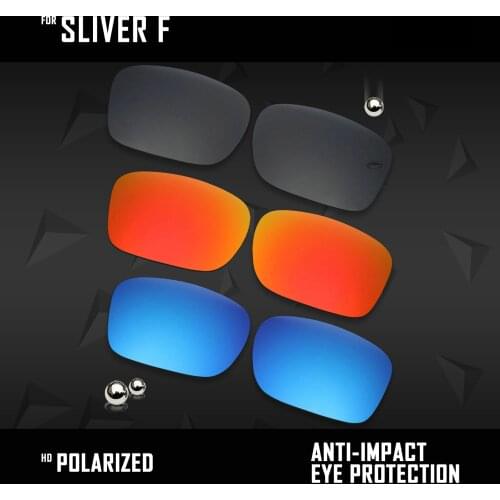 OOWLIT 3 Pairs Polarized Sunglasses Replacement Lenses for Oakley Sliver F OO9246-Black & Fire Red & Ice Blue