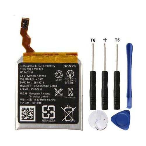 Original Smart Watch Battery GB-S10-353235-0100 For SONY SmartWatch 3 SW3 SWR50 3SAS S10 420mAh