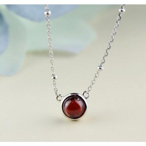 Garnet Red Gemstione 925 Sterling Silver Pendant Necklace 100% Pure 925 Sterling Silver necklace for Women Jewelry