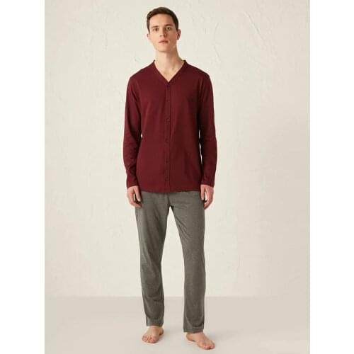 New 2021 Men Pajamas Long Sleeve Male Pajamas Set Men Pure Full Cotton Pajamas Pajamas Suit Homewear For Men Elastic Unit bee Spring Autumn Winter Summer Slim Comfortable Different Multicolor Casual