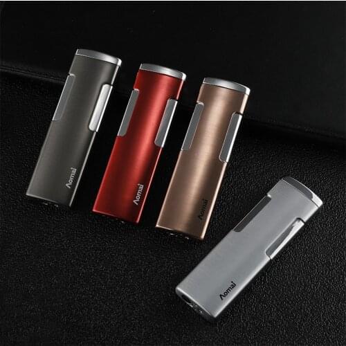 Dropshipping Thin Mini Torch Push Type Macarico Portatil Gas Refillable Esqueiro Novelty Windproof Cigarro Butane Torch Lighter