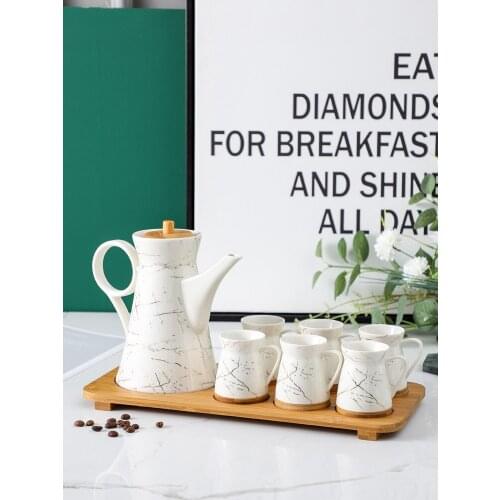 Japanese ceramic teapot teacup bamboo tray set coffee cup pot family afternoon tea set restaurant teaware