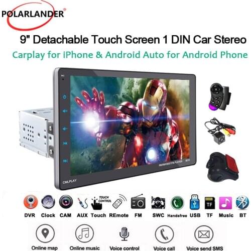 For Caplay Car Radio Detachable Machine Full touch screen MP5 for Android/Apple Two-way Control9 Inch Single Spindle External