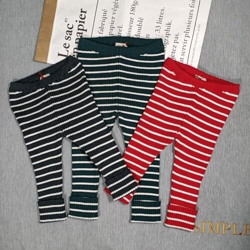 BOBOZONE Knitted Leggings Striped 3 colors for baby boys girls kids pants