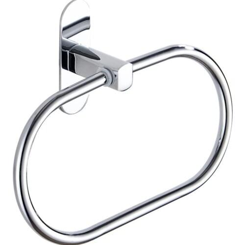 Punch-free Towel Ring Holder Hanger, Stainless Steel Wall Mounted Oval Hanging Ring Rack, Bathroom Hardware Gadgets