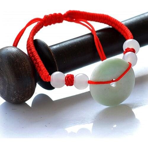 High Quality Semi-precious Stone Bracelets For Women Plate S Round Beads Red Rope Handwork Weaving DIY Jewelry LB170426