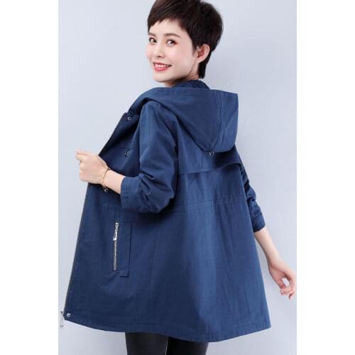 XL-6XL Plus Size Women Jackets Spring Autumn Womens Windbreaker Large Size Casual Coat Middle Aged Mother Hooded Outwear W2308