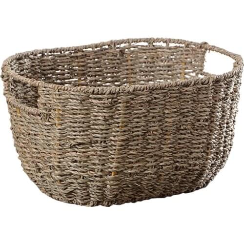 Japanese style grass weaving storage basket debris basket Cosmetics snacks debris storage boxes