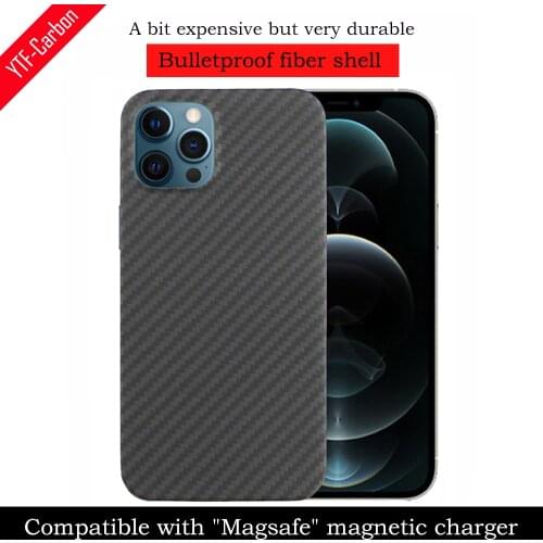 YTF-carbon Pure Carbon Fiber Phone Case For iphone 12 With magnetic patch business cover cases 12 mini 12 Pro Max Phone shell