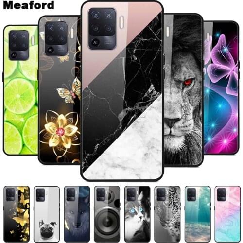 Tempered Glass Case for Oppo Reno5 Lite Cover Hard Case for Oppo Reno5 F 5F Phone Case Reno 5 Lite Fundas Reno5Lite TPU Bumper