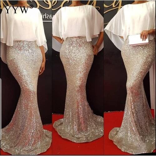 New Elegant Woman Sequin Evening Dress Sleeveless Chiffon Fashiono Bodycon Mermaid Party Dresses Femme Vestidos XXXL