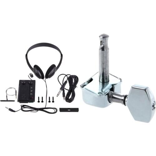 1 Set Guitar String Tuning Pegs Tuners Machine Heads & 1 Set Violin Silent Eq Pickup Piezo Headphone Cable Set