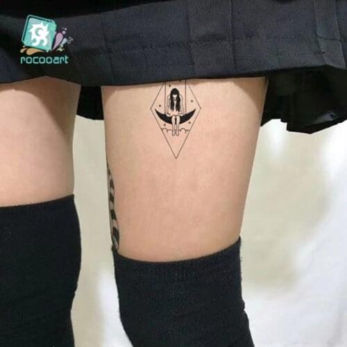 1 Sheets Classic Black Single Girls Design Waterproof Fake Leg Hand Tattoo For Girls Body Art Decoration Temporary Taty Sticker