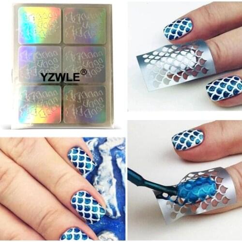 10 Sheets/set Hollow Irregular Stencils Nail Vinyls Laser 3D Image Transfer Guide Template Nail Art Hollow Sticker