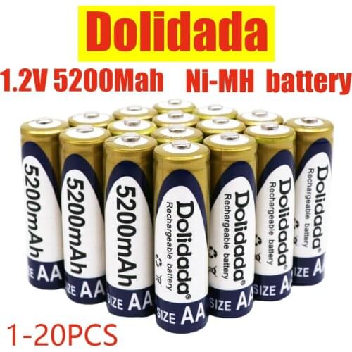 100% Original 1.2V AA battery 5200mAh Ni-MH Rechargeable aa Battery For Toys Camera Microphone