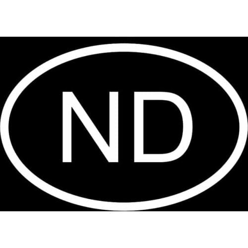 14.6CM*9.8CM ND NORTH DAKOTA COUNTRY CODE OVAL CAR STICKER VINYL DECAL Black Silver C10-01342
