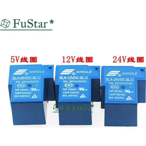 2PCS/lot Power relays SLA-05VDC-SL-C SLA-12VDC-SL-C SLA-24VDC-SL-C 5V 12V 24V 30A 6PIN DIP6 T90 240VAC Time relay
