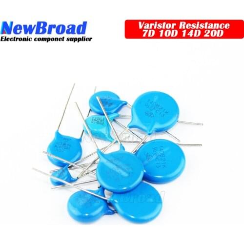 20PCS Varistor Series 7D/10D/14D/20D piezoresistor 7D220K 10D101K 10D330K 14D471K 14D220K 20D151 20D821 Resistor Piezoresistor