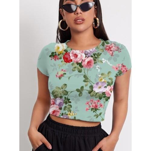 3d Tshirt Flower T shirt Women Art Navel Bare Colorful Funny T shirts Couples Tshirt Printed Womens Clothing T shirts Printed