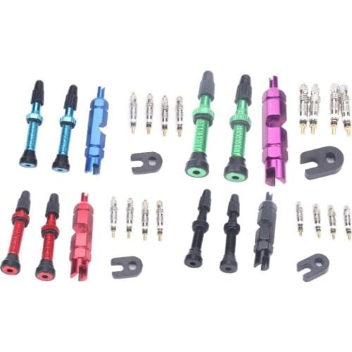 40mm Cycling Tubeless Valve Stem Aluminium Alloy Tire Valve Stem Kit with Removal Tools for Road Bike valvula tubeless калпачки