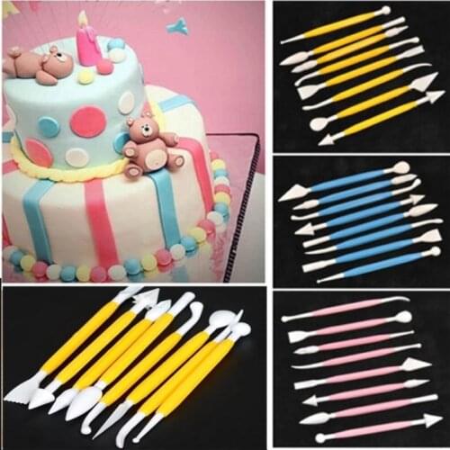 8Pcs/Set Fondant Cake Carving Tool Shaped Knife Engraving Tools Durable Pottery Craft Art Silicone Brushes Pottery Clay Tools