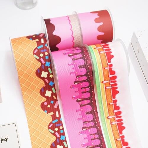 DIY Cartoon Cake Printed Grosgrain Ribbon For Craft Supplies Sewing Accessories 5 Yards. 45019