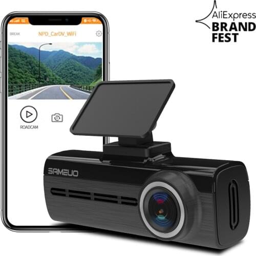 Car dvr with 2 cam Sameuo Dash Cam front and rear Video Recorder Dashcam wifi for car camera recorder 24H Parking Monitoring GPS