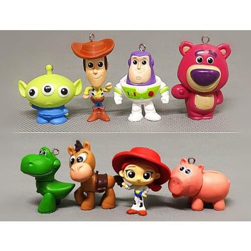 4Pcs/Set Disney Cartoon Toy Story Action Figure PVC Woody Buzz Lightyear Jessie Dolls Keychain Backpack Decoration