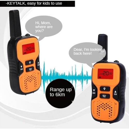 Kids Walkie Talkie Childrens Mini Toys Handheld Transceiver 1KM Range UHF Radio Lanyard Interphone for Birthday Gift 2pcs/Set
