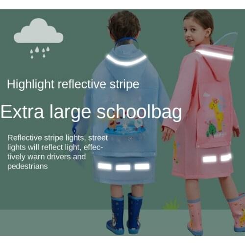 1-10 Years Old Kids Pink Dinosaurs Raincoat Outdoor Jumpsuits Waterproof Rainwear Baby Boy Girl Raincoat and Rain Pants Suit