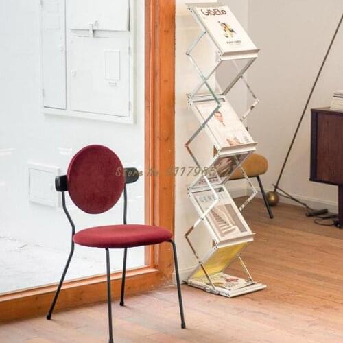 Designer dining chair net red velvet leather Nordic style light luxury velvet chair iron back makeup chair dressing chair