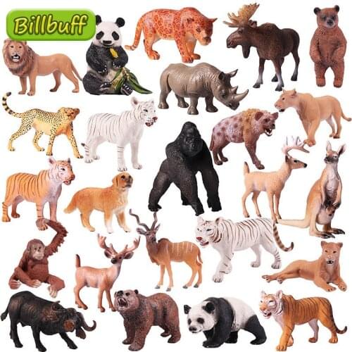 New Wild Jungle Zoo Animal Models Plasti Action Figures Targe Panda Lion Collection Model Doll Educational toy for children Gift