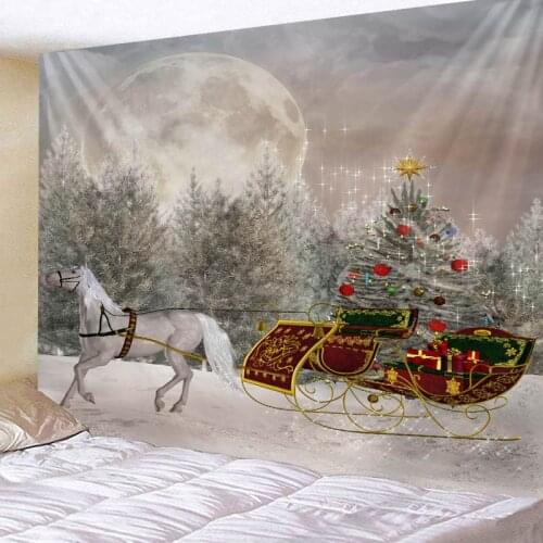 Tapestry Christmas Wall Hanging Christmas Night Home Deco Christmas Castle Print Tapestries Large Size Drop Shipping apestries
